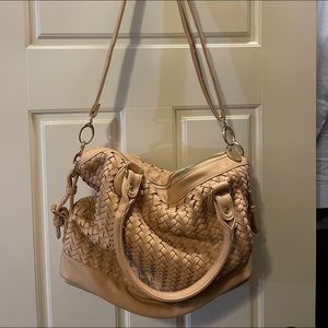 Cream leather crossbody bag